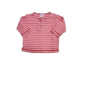 Hanna Andersson Girls 4T Pink Striped Knit Pullover Top 2142